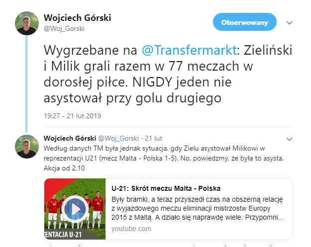 PRZEDZIWNY przypadek współpracy Zielińskiego z Milikiem :D